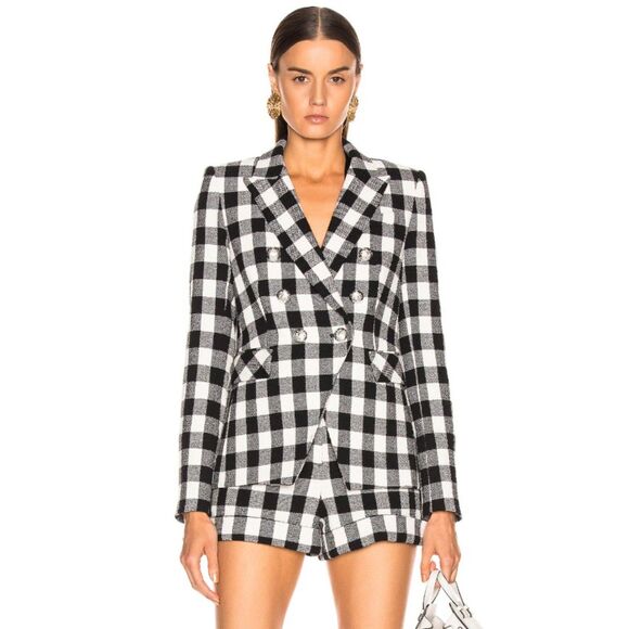 Veronica Beard Women's Black White Checkered Miller Dickey Jacket Blazer Size 2 - Picture 1 of 6